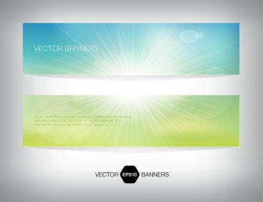 vektör yaz afiş ile yumuşak bulanık bokeh arka planı ve parlak güneş.