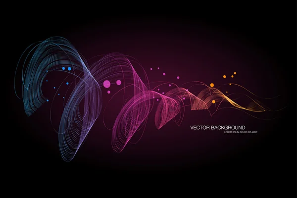 Vector dark abstract dynamic wave background — Stock Vector