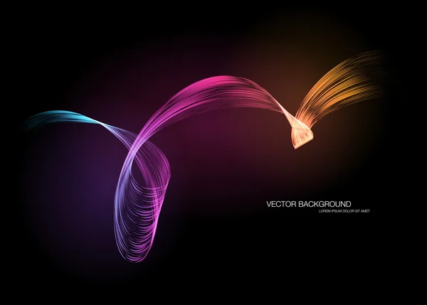 Vector dark abstract dynamic ribbon wave background — Stock Vector