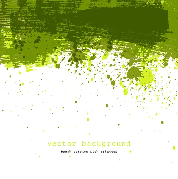 Groene kleurrijke vector abstract penseelstreek en splatter achtergrond — Stockvector