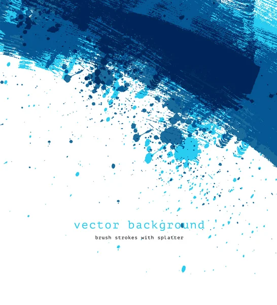 Blauwe kleurrijke vector abstracte artistieke penseelstreek en splatter achtergrond — Stockvector