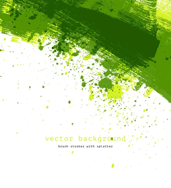 Verde vector de color abstracto pincelada artística y salpicadura de fondo — Vector de stock