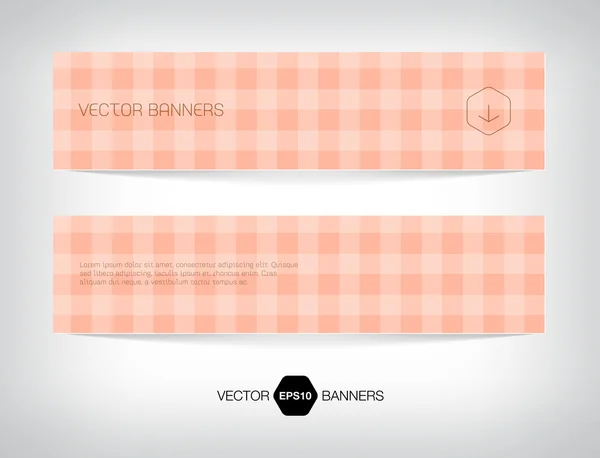 Vector banners with cute pale pink checkered background — Stock Vector