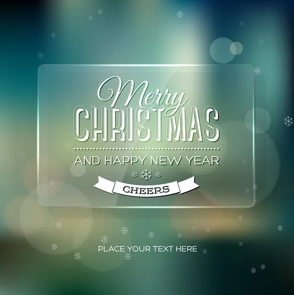 Vector vintage soft blurry teal christmas greeting card — Stock Vector
