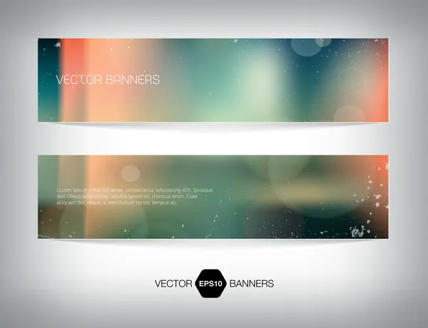 Vector banners with retro blurry soft photographic bokeh background. — Stock Vector