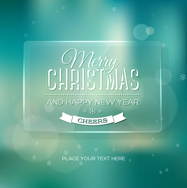 Vector vintage soft blurry teal christmas greeting card — Stock Vector