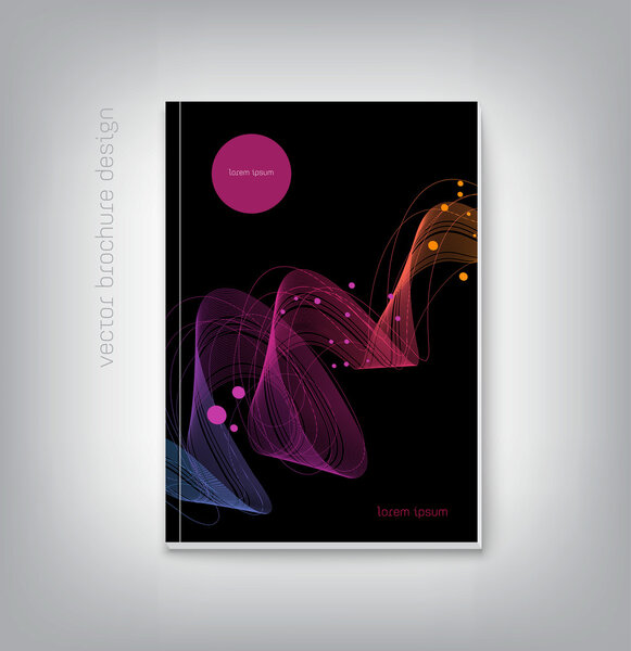 Шаблон векторной черной брошюры с абстрактным динамическим фоном волны
