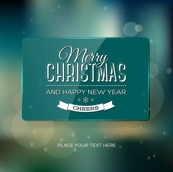 Vector vintage soft blurry teal christmas greeting card — Stock Vector