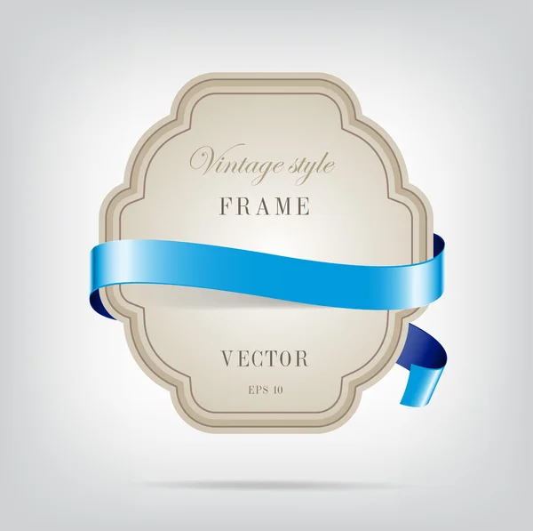 Vector vintage stijl sterven gesneden kartonnen banner met blauwe decoratieve lint — Stockvector