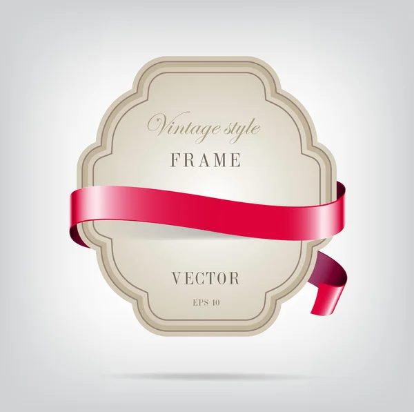 Vector estilo vintage troquelado banner de cartón con cinta decorativa roja — Vector de stock