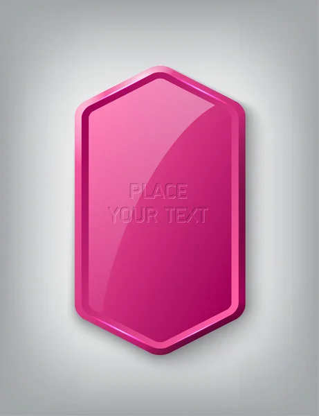 Distintivo in plastica esagonale lucido vettoriale verticale rosa — Vettoriale Stock