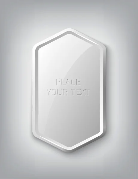 White vertical vector glossy hexagonal plastic badge — Stock Vector