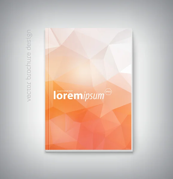Vector brochure cover design template with modern light orange polygonal background. — Stock Vector
