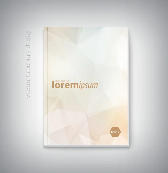 Vector brochure cover design template with modern subtle beige polygonal background. — Stock Vector