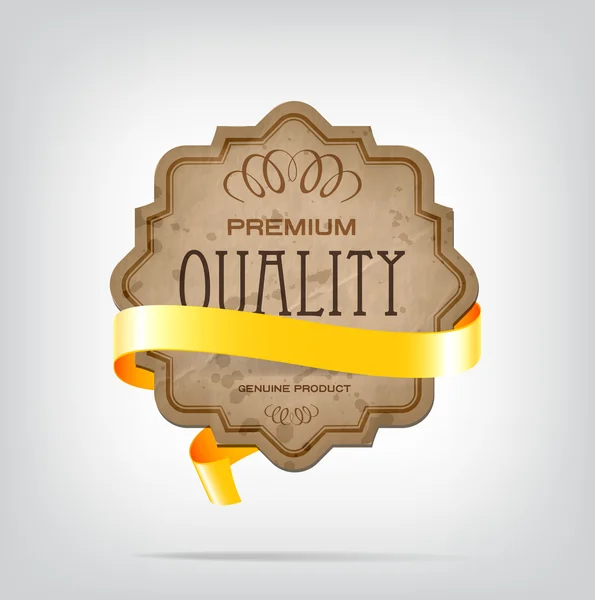 Bannière vectorielle en carton découpé de style vintage avec ruban décoratif jaune — Image vectorielle