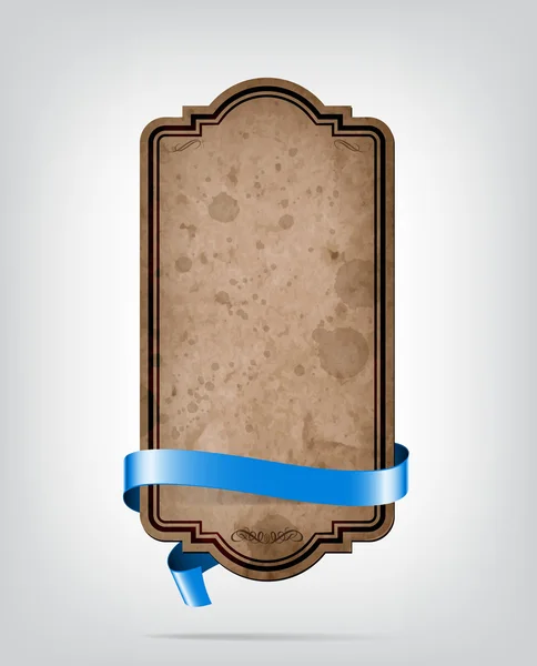Stendardo in cartone pressofuso stile vintage vettoriale con nastro decorativo blu — Vettoriale Stock