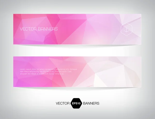 Vector modern web banners with pink polygonal background. — Stock Vector