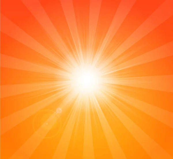 Vector fundo de verão laranja brilhante com raios de sol —  Vetores de Stock
