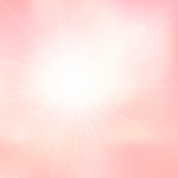 Vector light and subtle background with shiny sun over a pale pink sky — Stock Vector