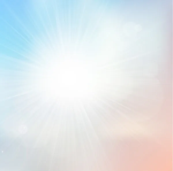 Vector light and subtle background with shiny sun over a pale sky — Stock Vector
