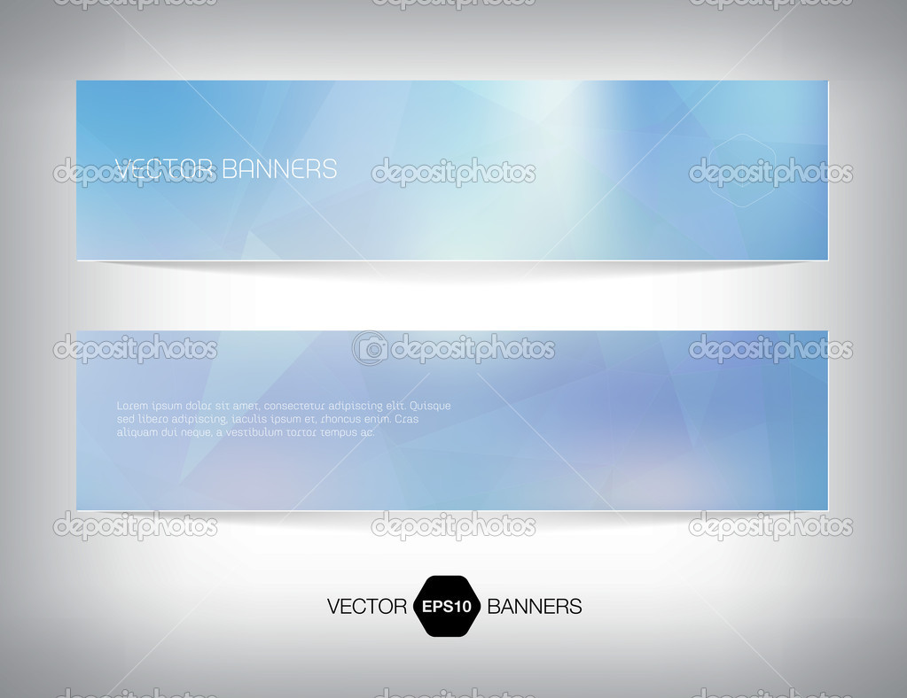 A set of modern blue vector banners with polygonal background