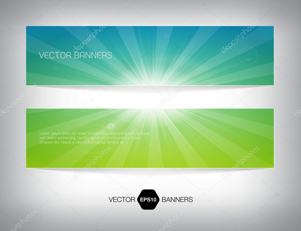 Vector summer banners with bright sun