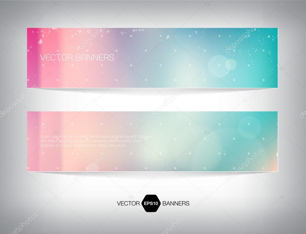 Vector banners with retro blurry soft photographic bokeh background.