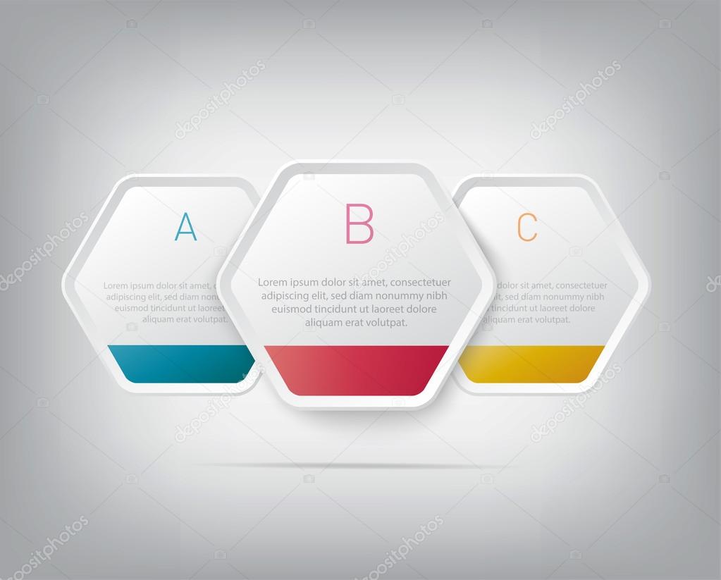 Vector plastic hexagons infographic sequence
