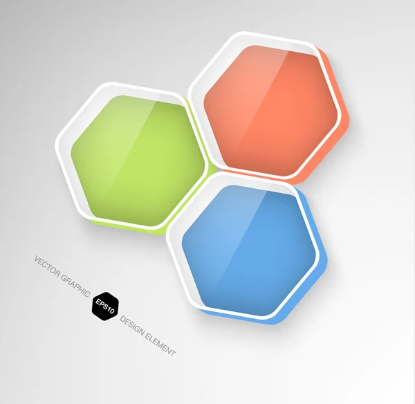 Moderne 3D-vakken voor zeshoekige infographic — Stockvector