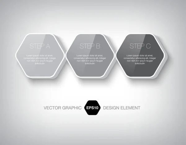 Moderne sechseckige 3D-Infografik-Boxen. — Stockvektor