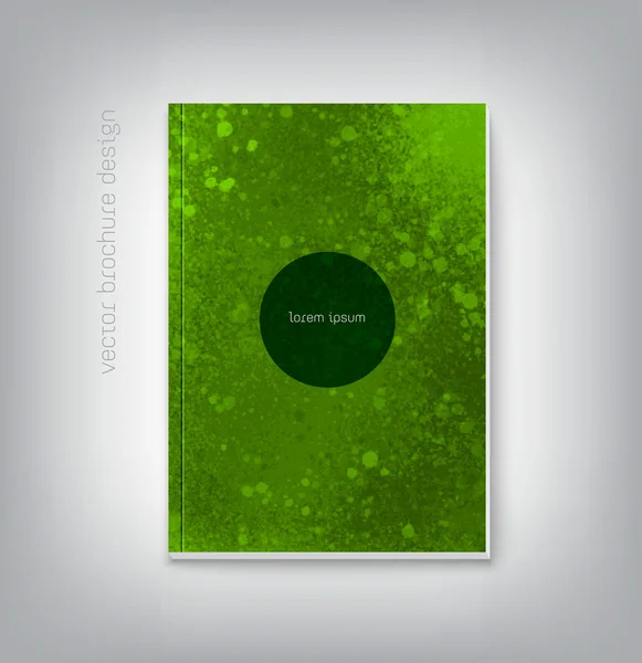 Modelo de design de capa de brochura vetorial com fundo de pintura de spray grungy verde — Vetor de Stock