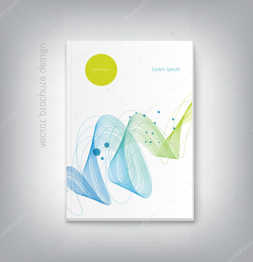 Vector brochure cover design template with abstract dynamic wave background
