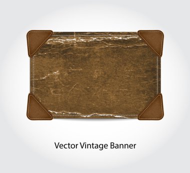 vektör vintage eski karton afiş ile deri köşe