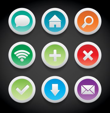 vektör yuvarlak plastik simgeler koleksiyonu