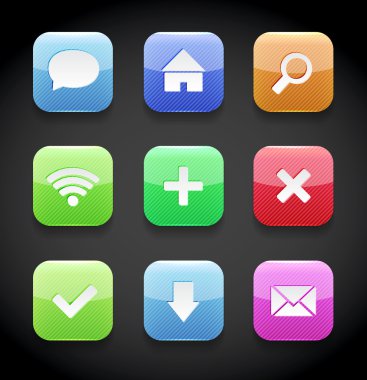 vektör kare parlak simgeler koleksiyonu