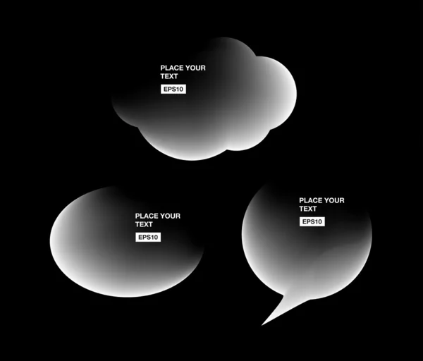 A set of vector white speech bubbles on black — Stock Vector