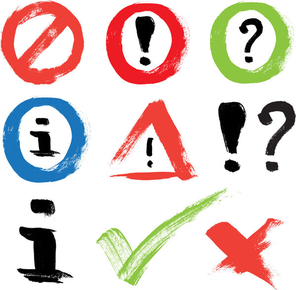 Set of vector hand-painted icons