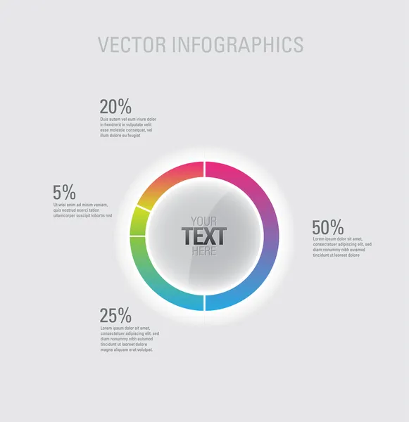 Infografica del grafico a torta vettoriale su sfondo grigio — Vettoriale Stock