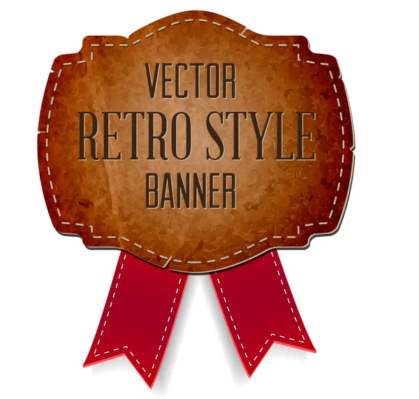 Vintage kartonnen oude papieren retro stijl label versierd met rode zijdeachtige linten — Stockvector