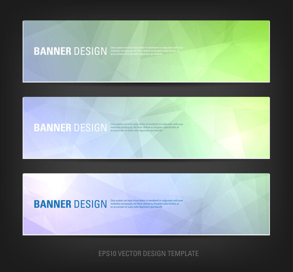 Набор современных векторных баннеров с многоугольным фоном

