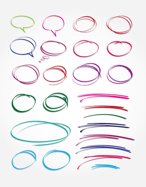 Vector hand drawn frames and bubbles collection