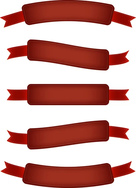 Un set di banner promozionali vettoriali rossi decorati con nastri — Vettoriale Stock