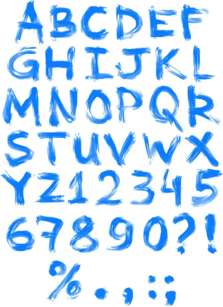 Vektor handbemaltes grungy Alphabet - blau — Stockvektor