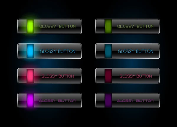 Colorful dark glowing web buttons collection — Stock Vector