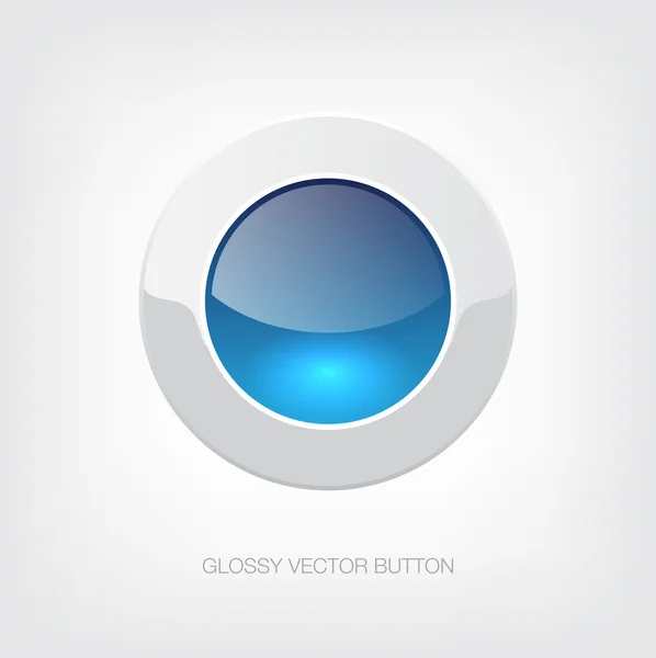 Vector white - blue glossy plastic button — Stock Vector