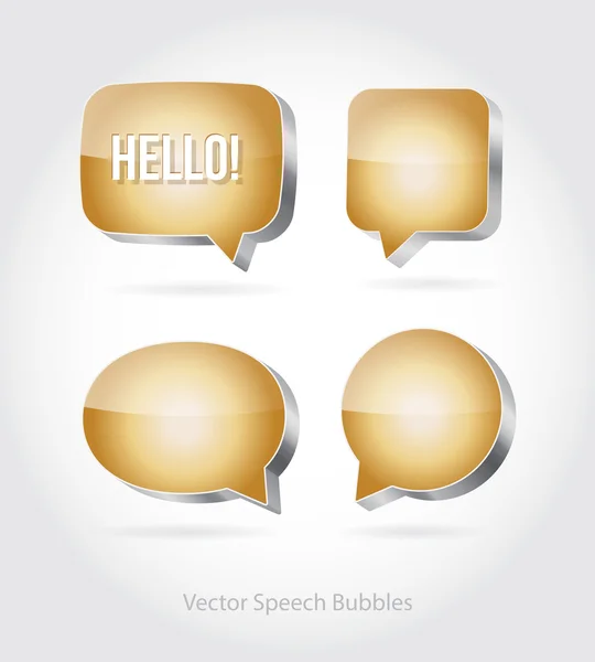 Coleção de bolhas de fala brilhante vetor 3d — Vetor de Stock