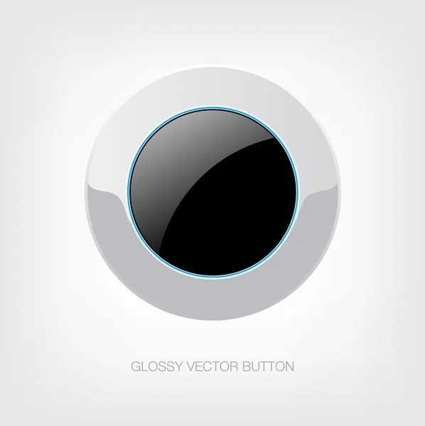 Vector glanzende kunststof knop met helder blauw detail — Stockvector