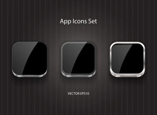 Zwarte glanzende vector vierkante app pictogrammen — Stockvector