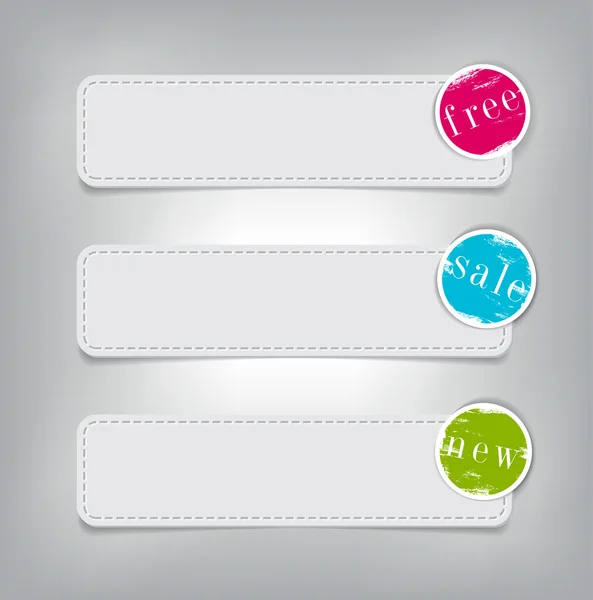 A set of vector paper banners with round stickers - tags — Stock Vector