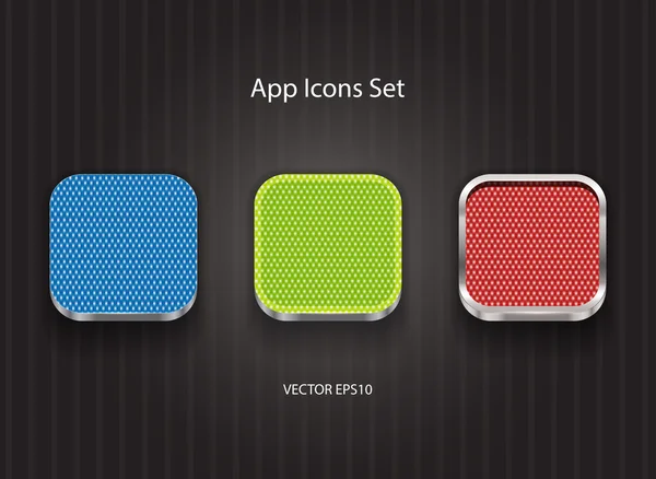 Icônes d'application vectorielles carrées avec texture de tissu — Image vectorielle